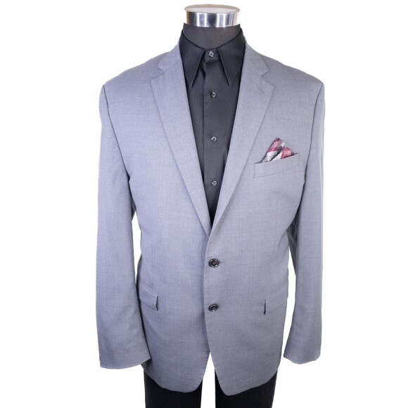 Ralph Lauren Solid Gray Suit Jacket Sport Coat Blazer Two Button Sz 46L Wool EUC - Picture 2 of 13